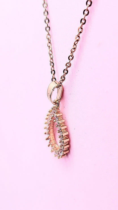 Tear Drop Oval Crystal Necklace