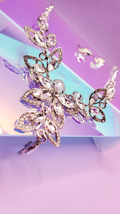 Petal Chain Crystal Duo Necklace & Earrings