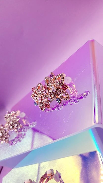 Star Burst Crystal Non Pierced Clip On Earrings