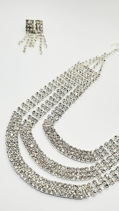 Tiered Crystal Necklace Set