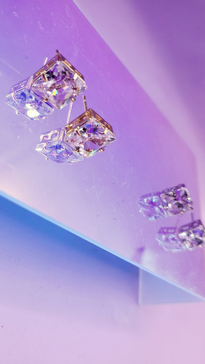 Square Crystal Stud Earrings