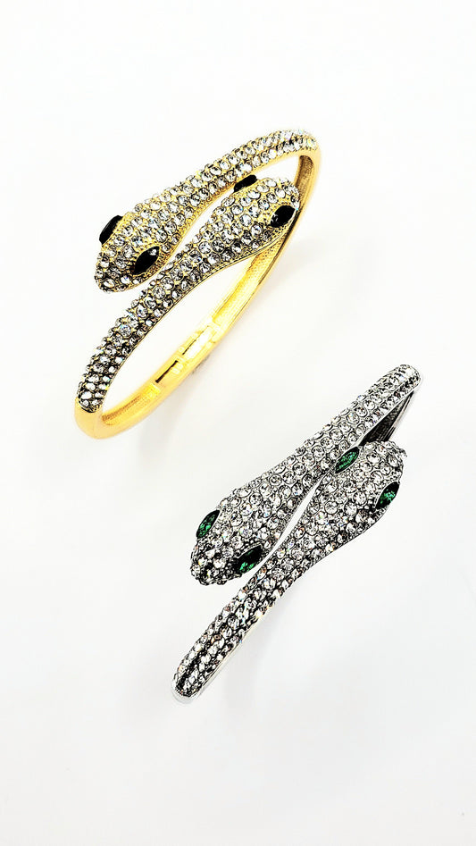 Serpent Snake Crystal Bangle Stainless Steel