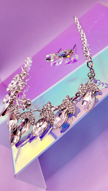 Teardrop Crystal Duo Necklace & Earrings