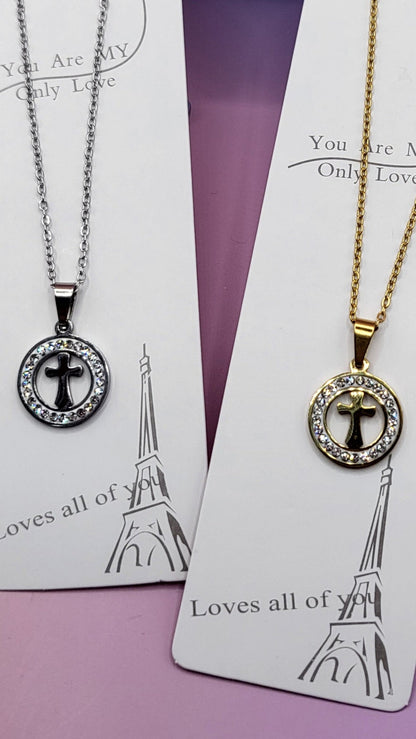 Pavé Crystal Cross Necklace
