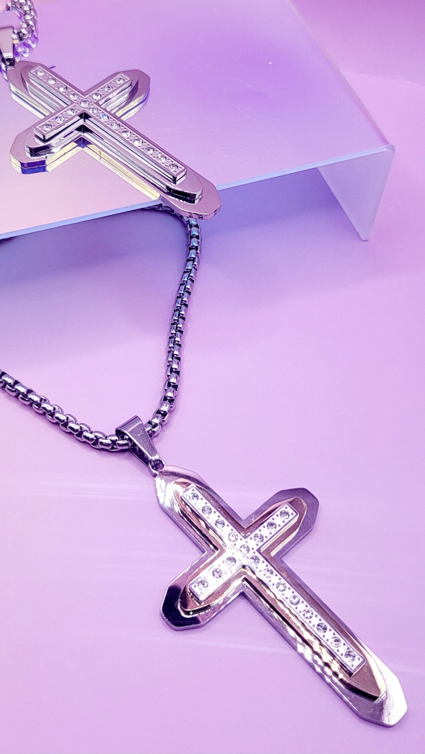 Two Tone Cross Necklace