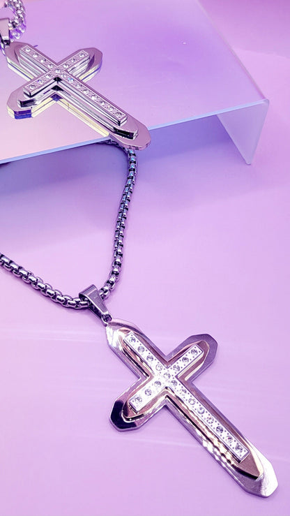 Two Tone Cross Necklace