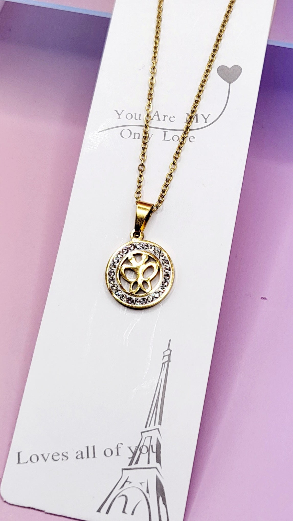 Pavé Crystal Butterfly Necklace