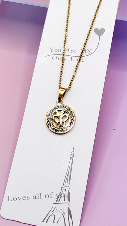 Pavé Crystal Butterfly Necklace