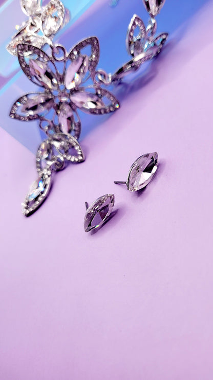 Petal Chain Crystal Duo Necklace & Earrings