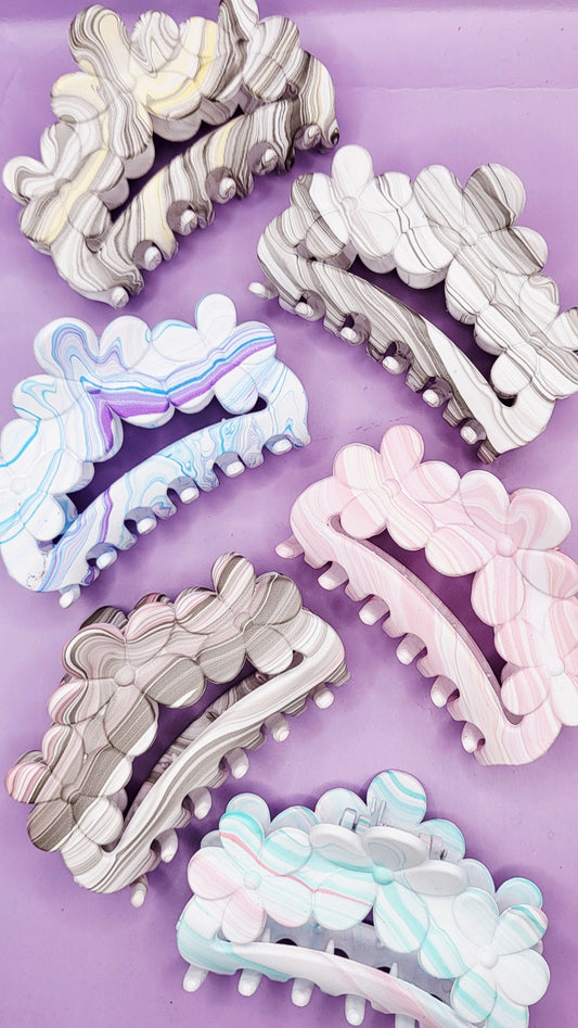 Pastel Flower Hair Clamps Pack of 12