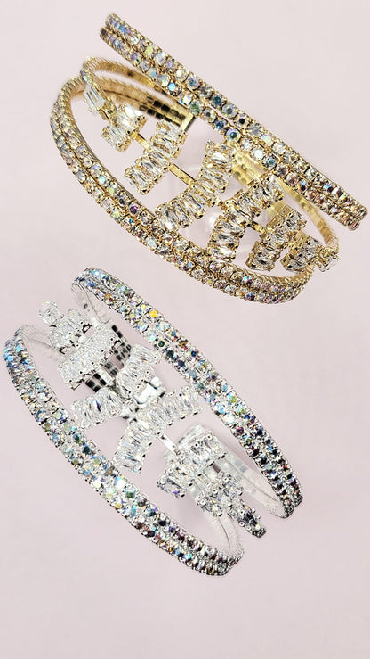 Triple Row Crystal Cuff