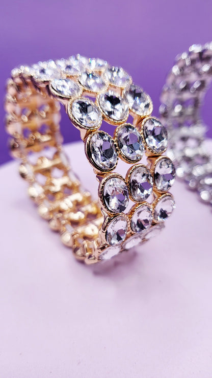 Oval Triple Row Crystal Bracelet