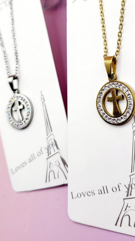 Pavé Crystal Cross Necklace