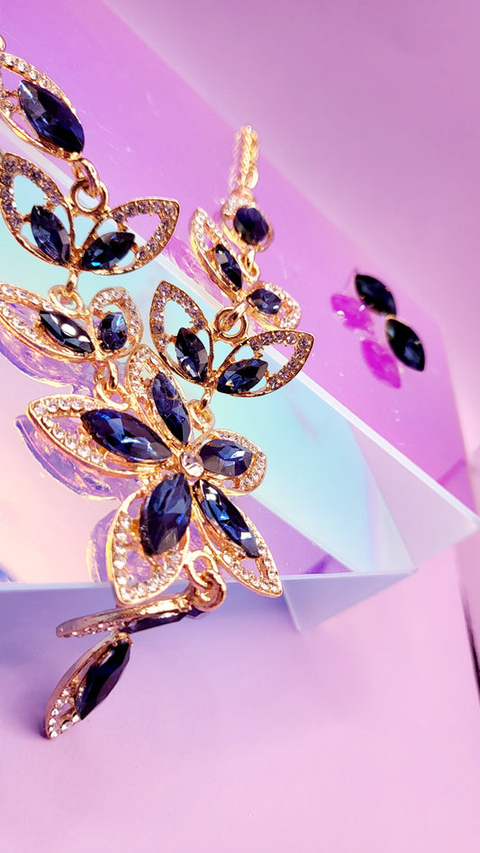 Petal Chain Crystal Duo Necklace & Earrings