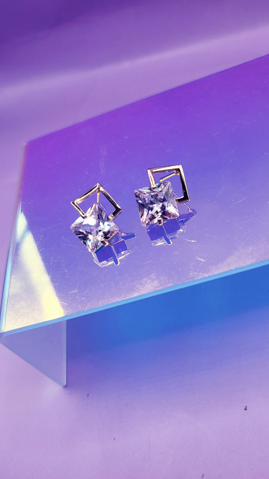 Square Crystal Stud Earrings