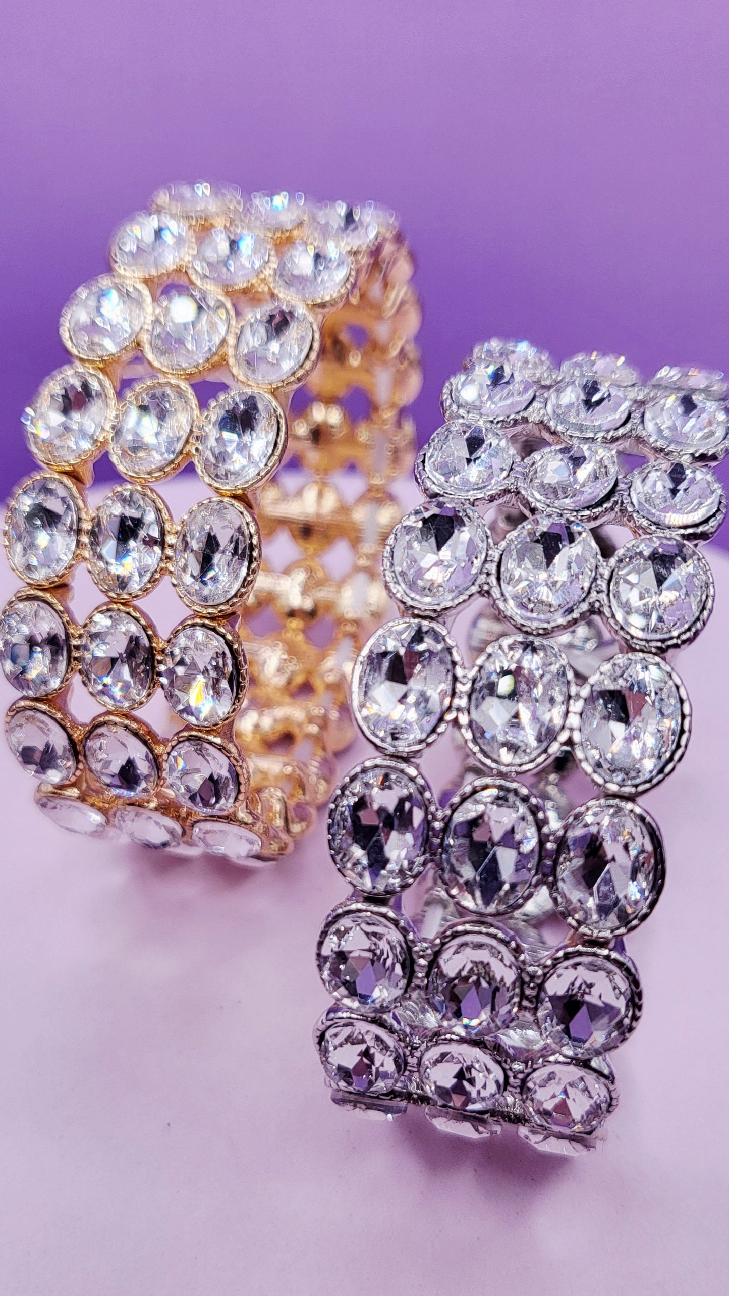 Oval Triple Row Crystal Bracelet