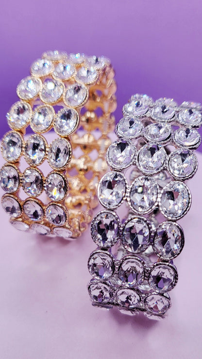 Oval Triple Row Crystal Bracelet