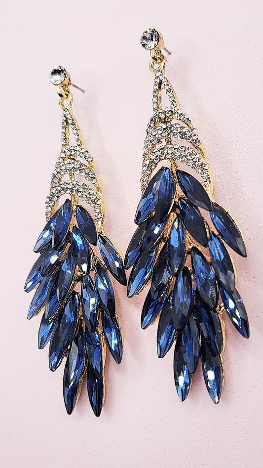 Sassy Navy Crystal Drop and Dangle Earrings