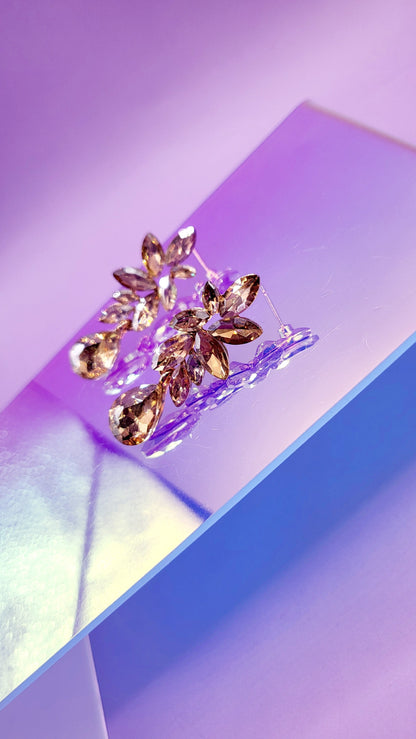 Rose Gold Crystal Drop and Dangle Earrings