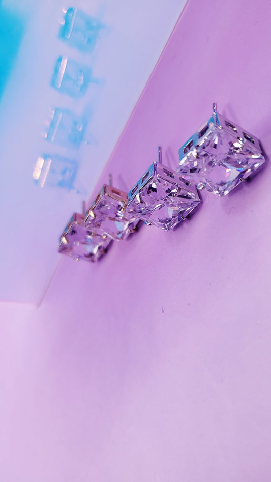 Square Crystal Stud Earrings