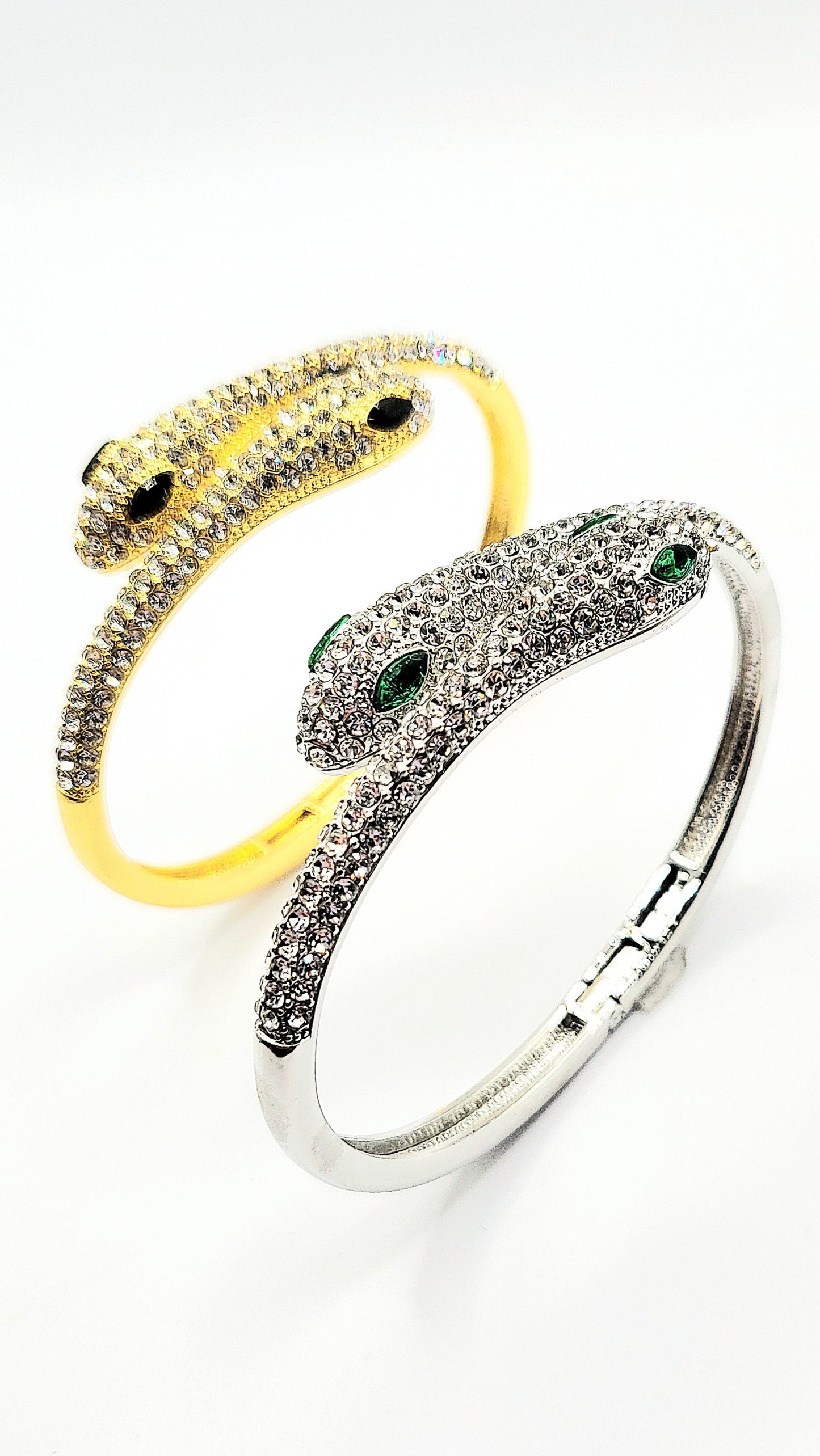 Serpent Snake Crystal Bangle Stainless Steel