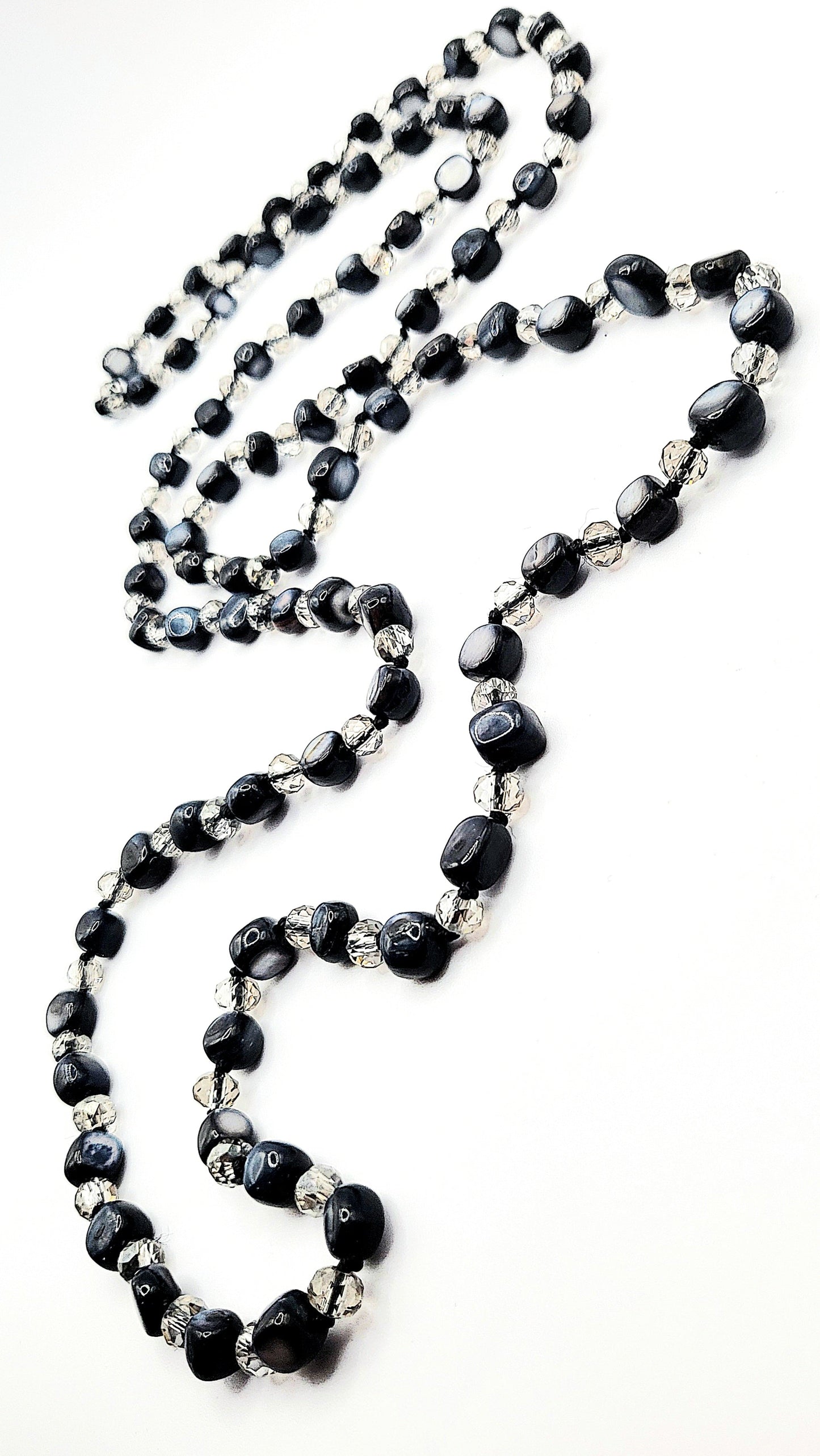 Resin Navy Boho Long Beaded Necklace