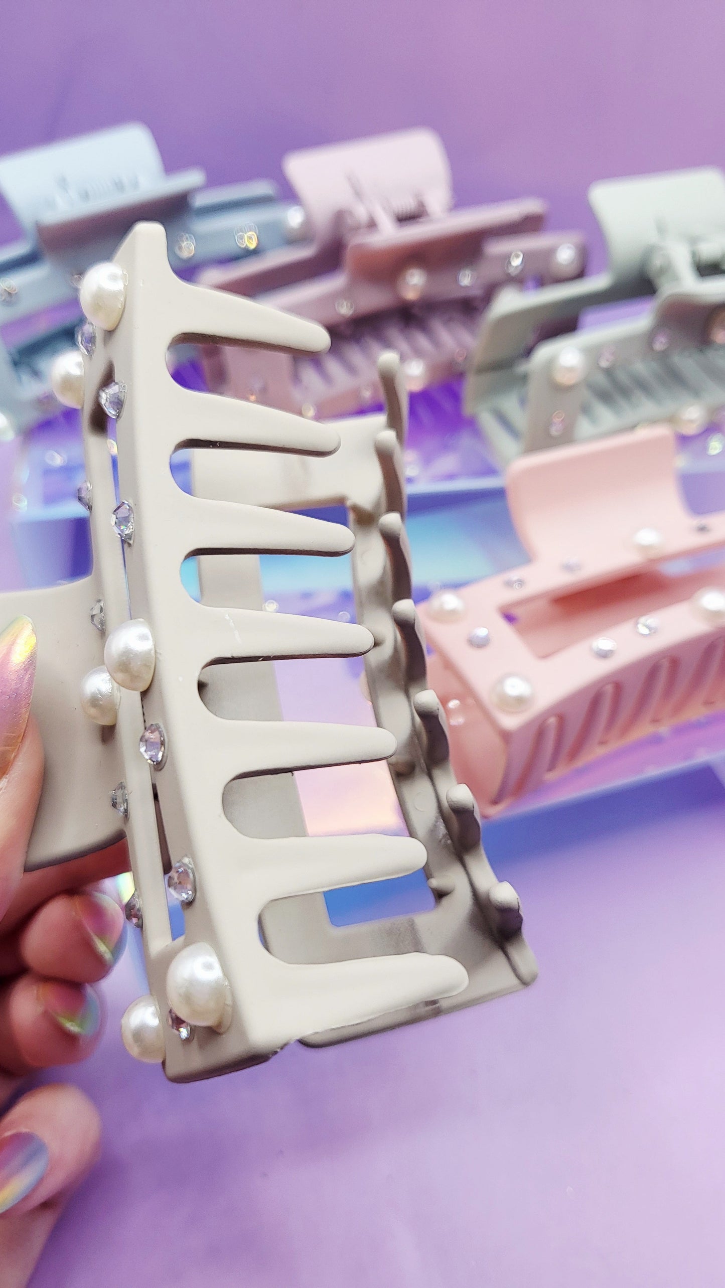 Pearl Essence Square Hair Clamps Pack of 12