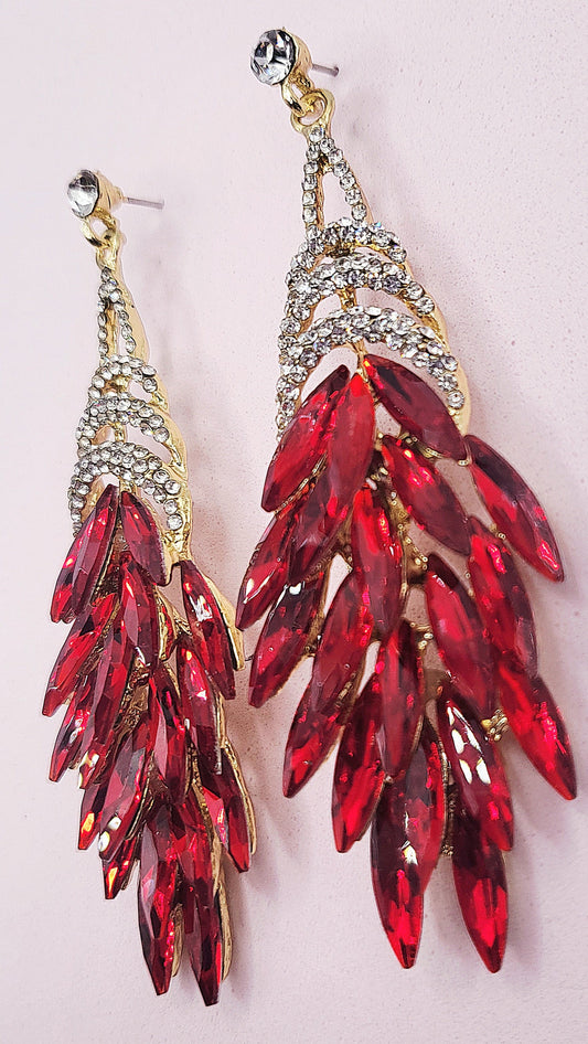Sassy Red Crystal Drop and Dangle Earrings