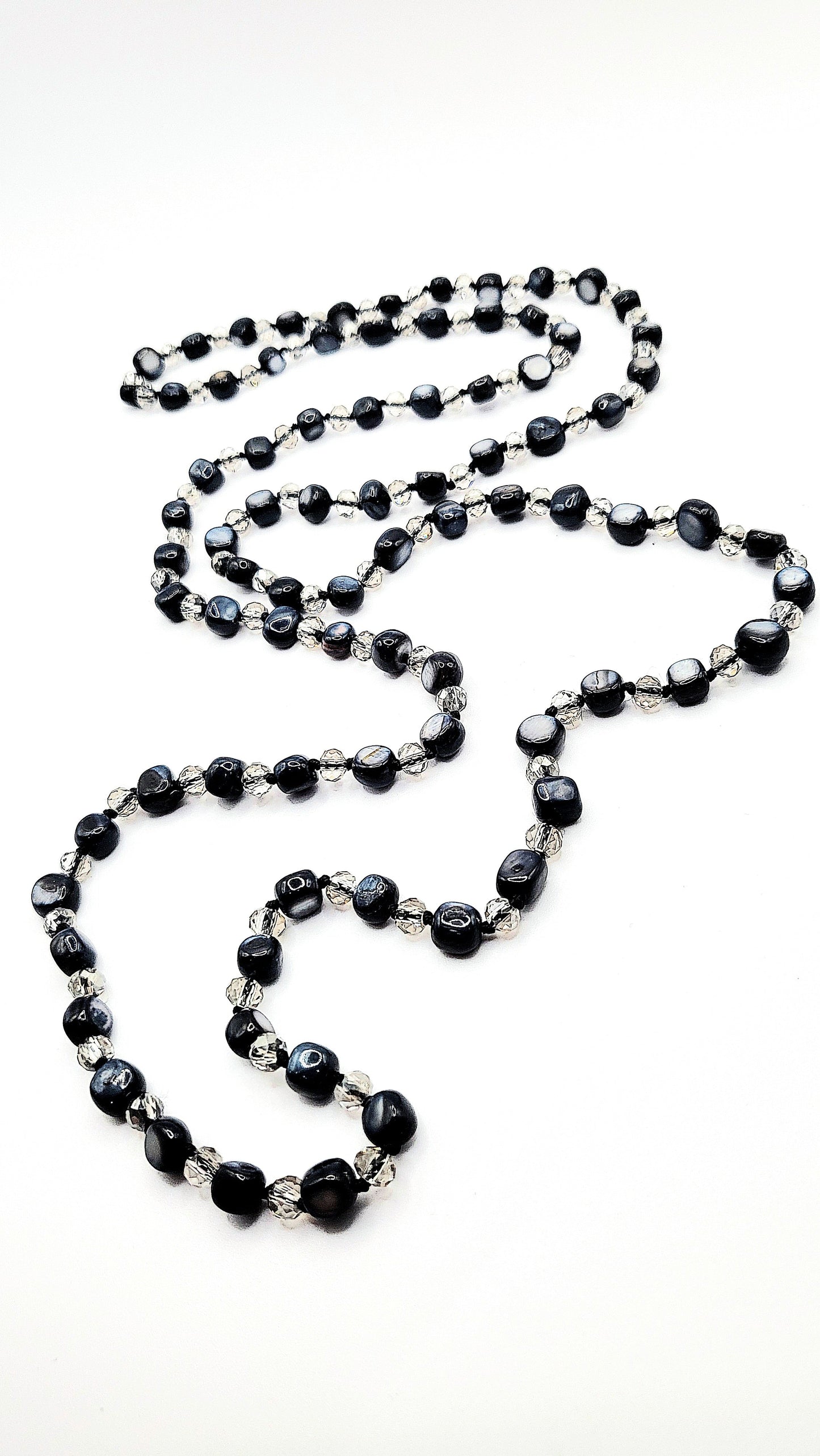 Resin Navy Boho Long Beaded Necklace