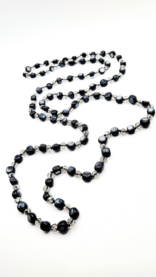 Resin Navy Boho Long Beaded Necklace