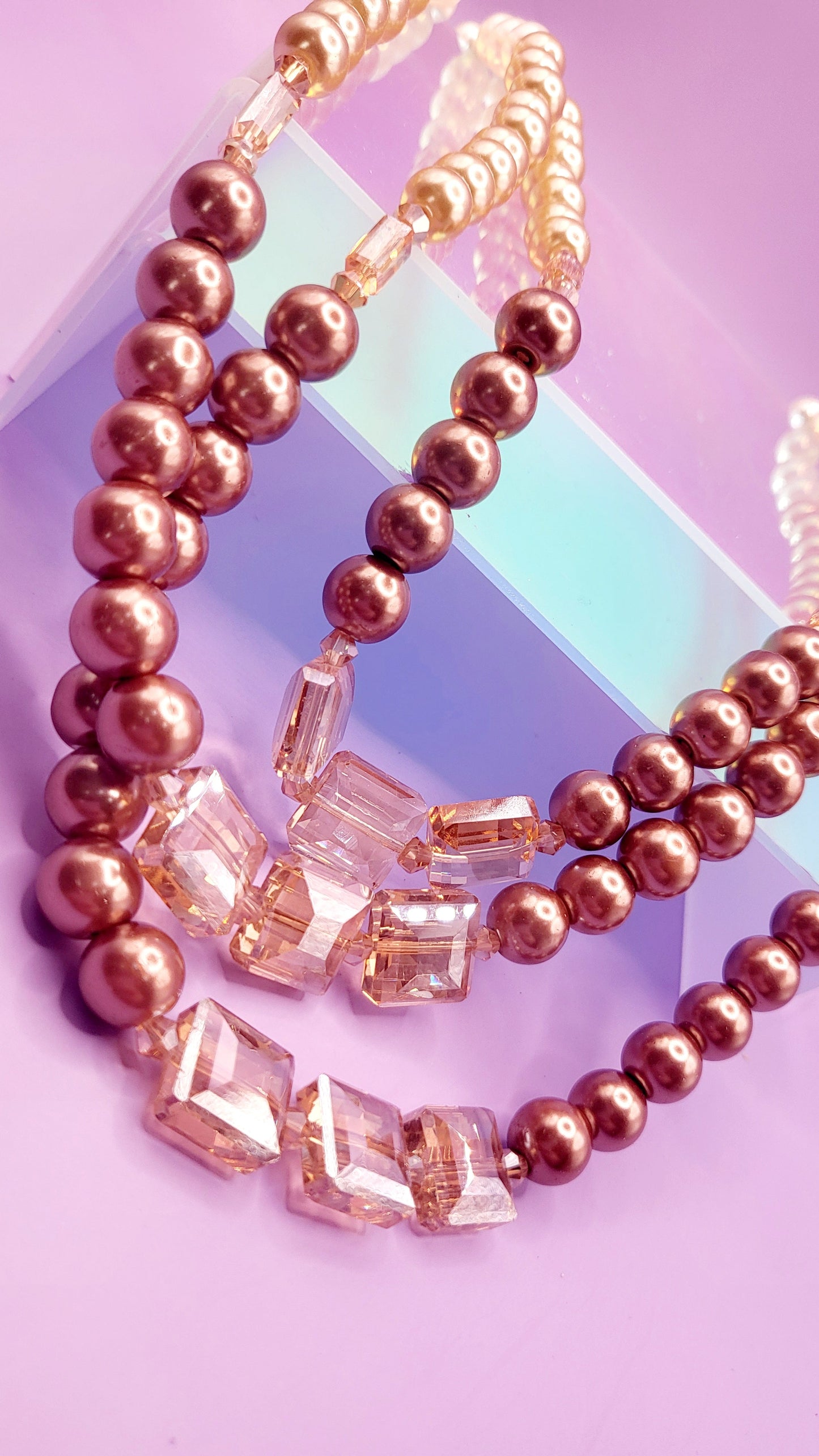 Square Pearl Multi Layer Necklace & Earrings