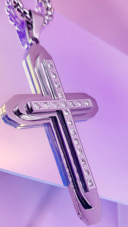 Two Tone Cross Necklace