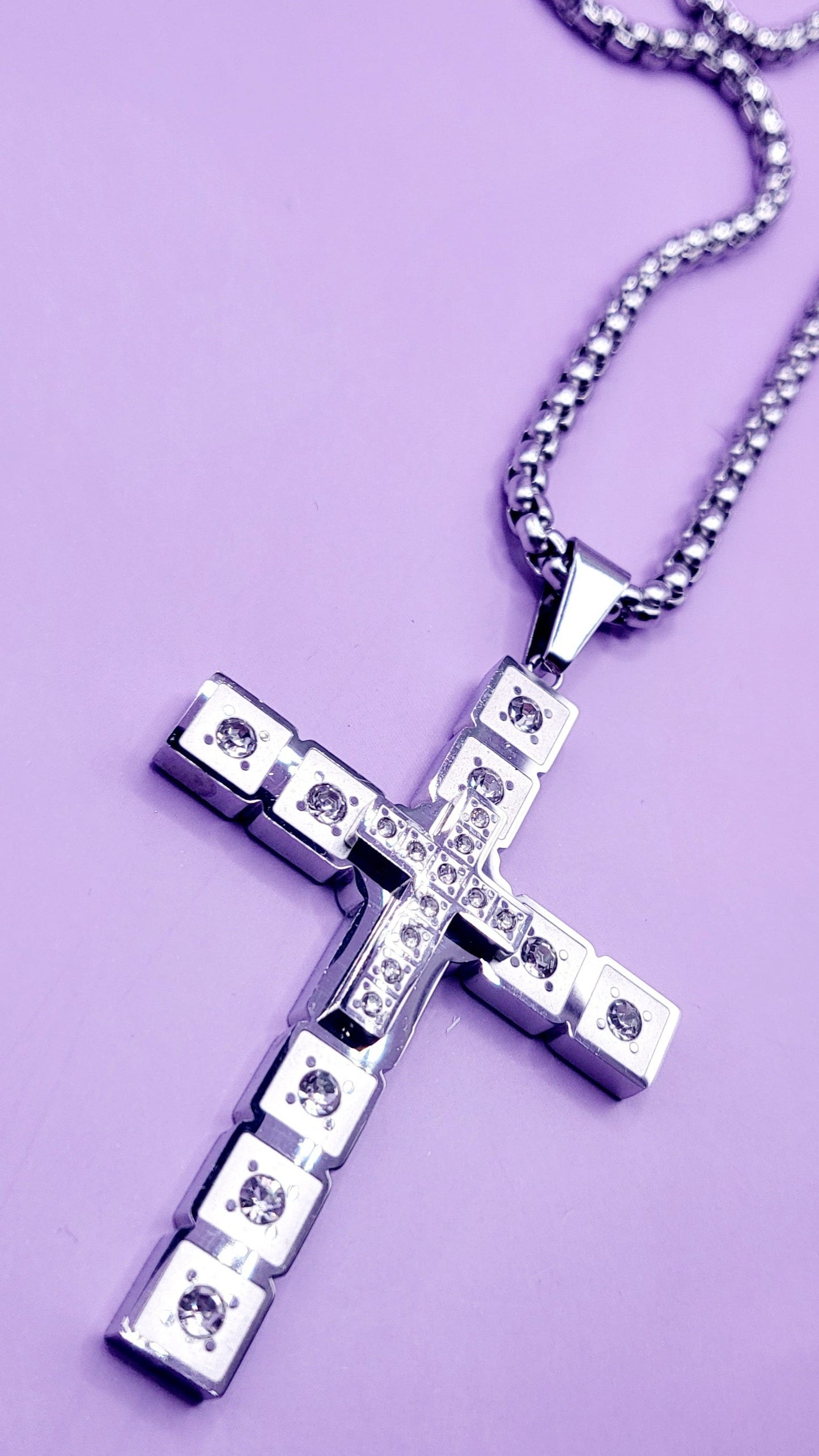 Square Silver Cross Necklace