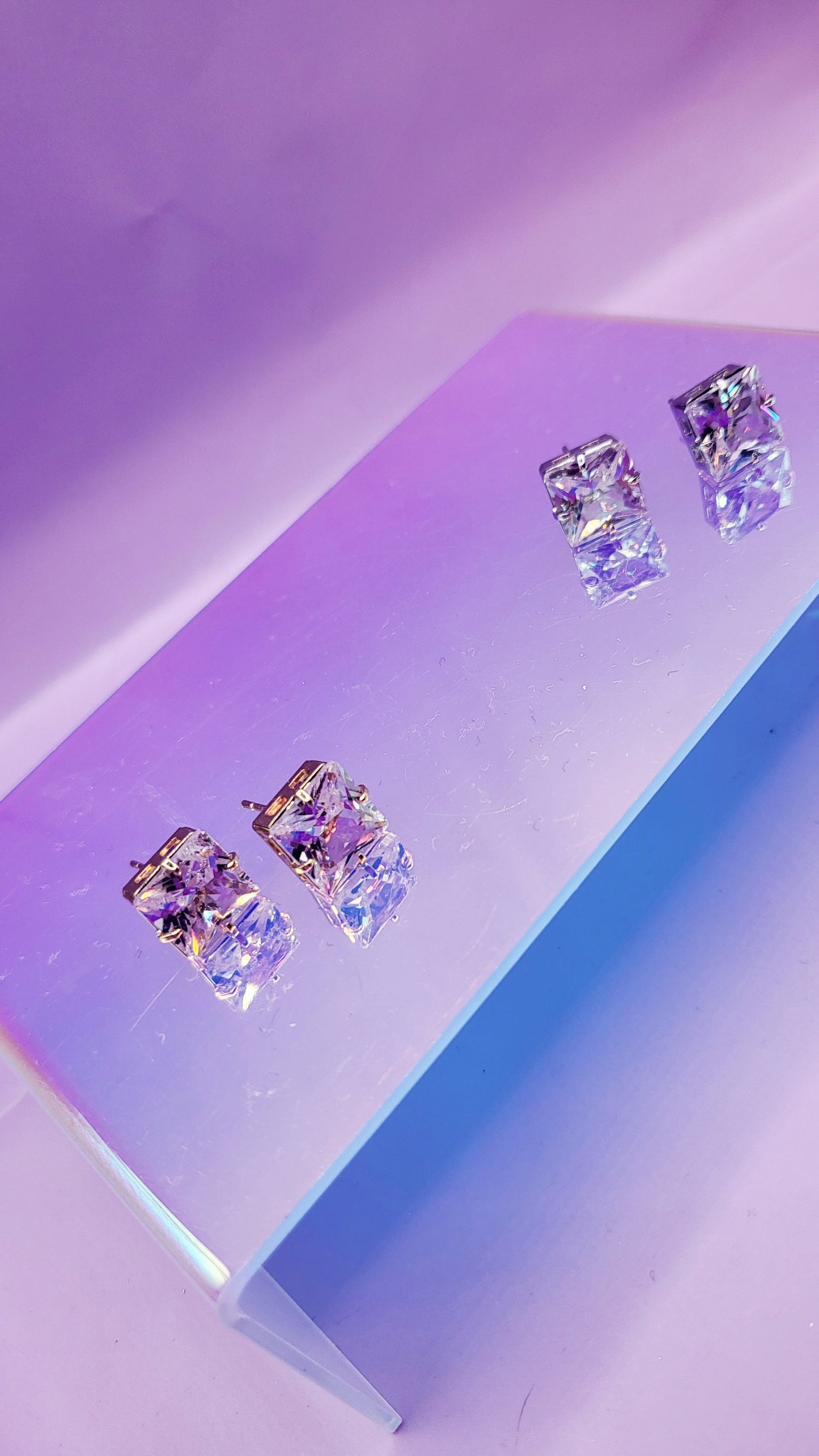 Square Crystal Stud Earrings