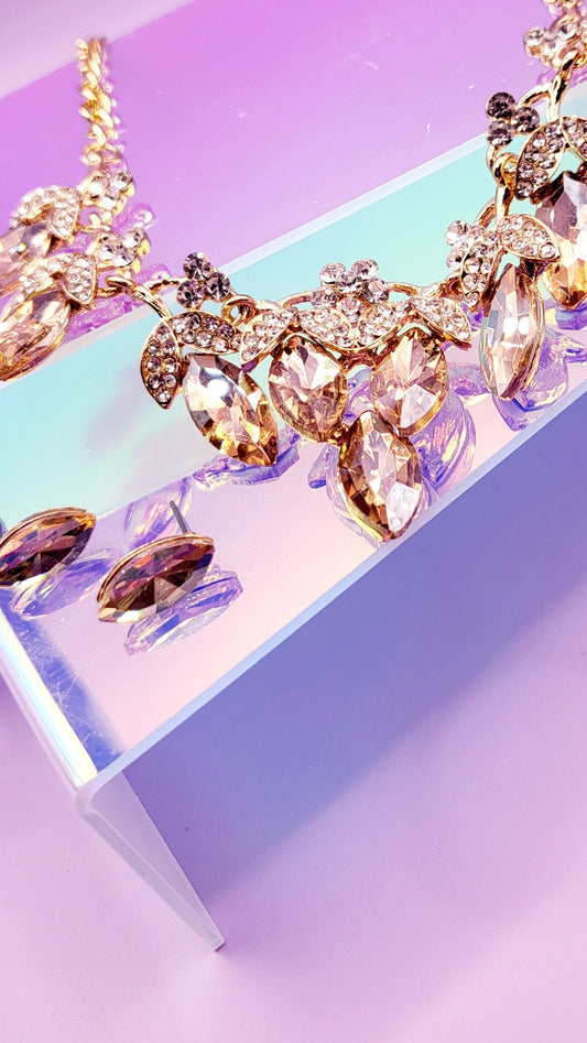 Teardrop Crystal Duo Necklace & Earrings