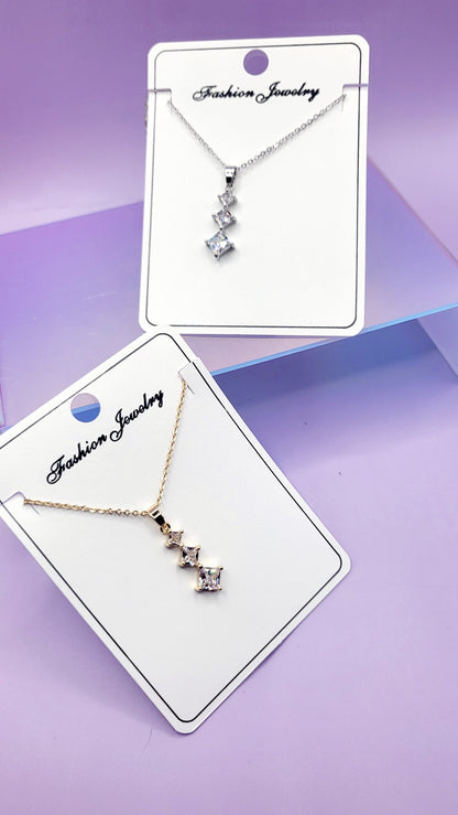 Square Tiered Crystal Necklace