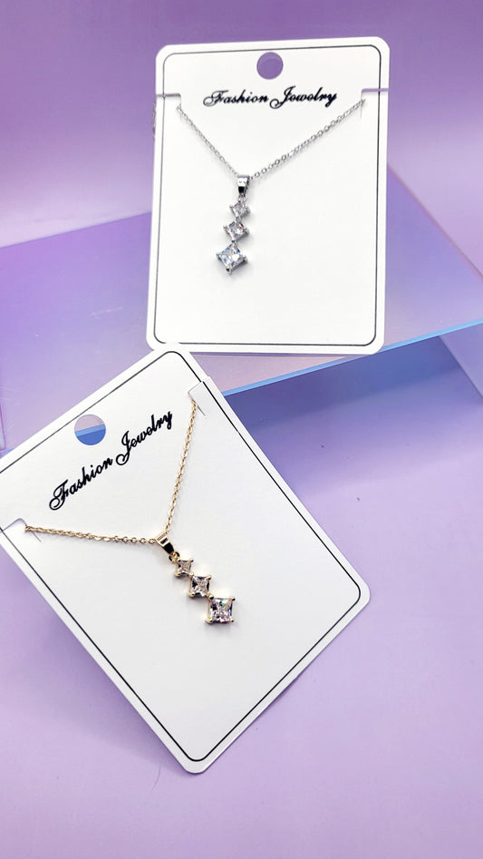 Square Tiered Crystal Necklace