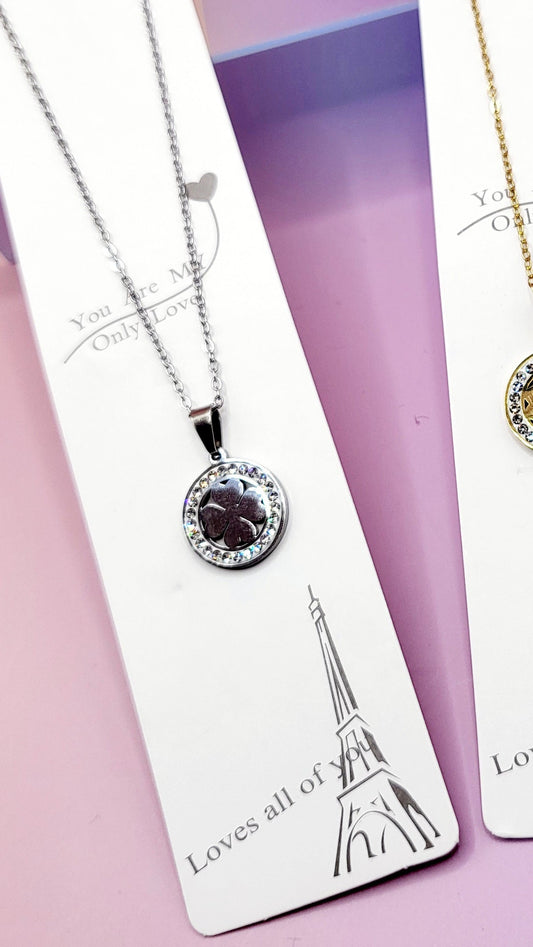 Pavé Crystal Clover Necklace