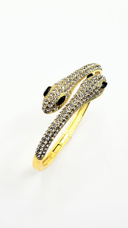 Serpent Snake Crystal Bangle Stainless Steel