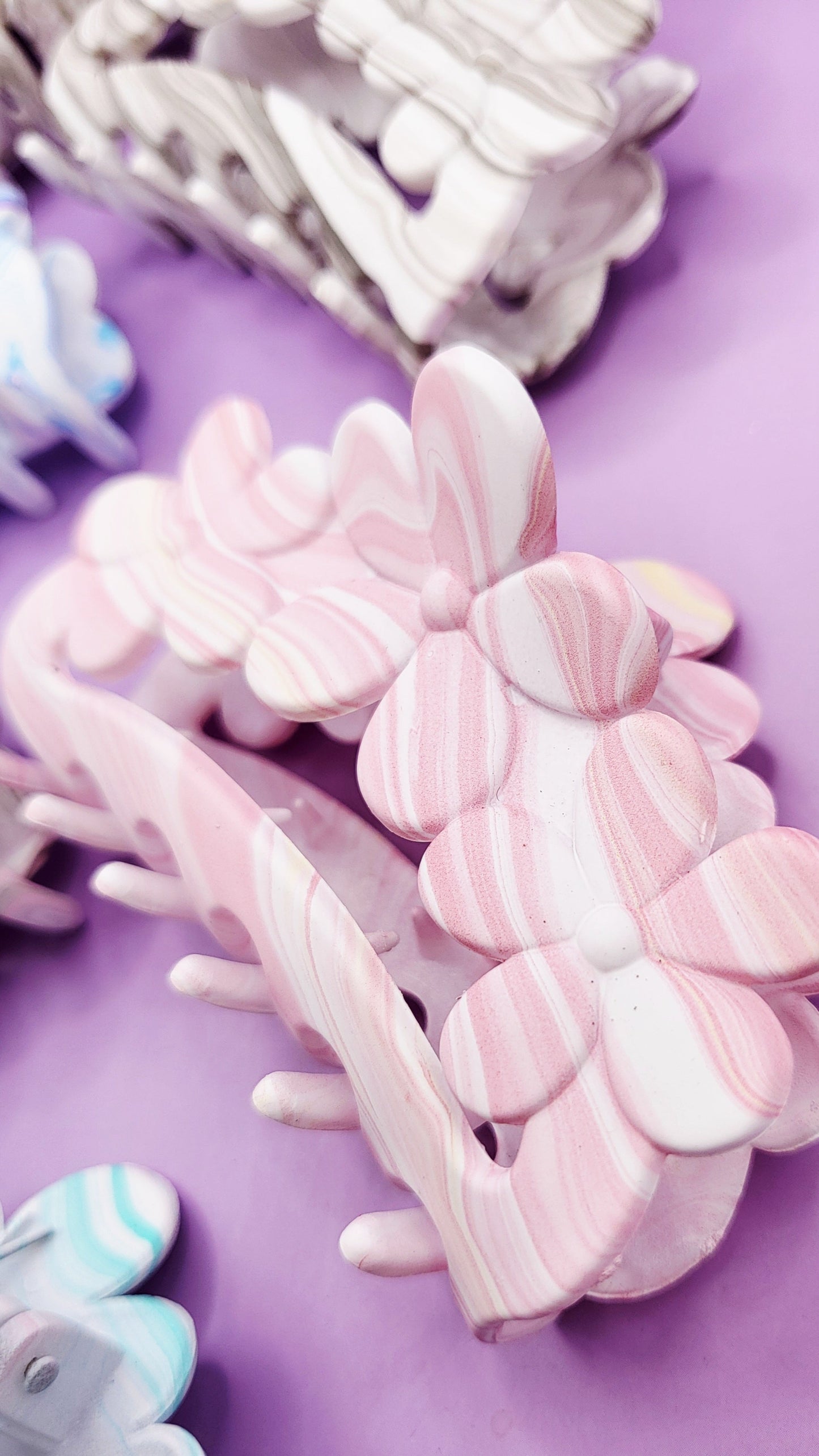 Pastel Flower Hair Clamps Pack of 12