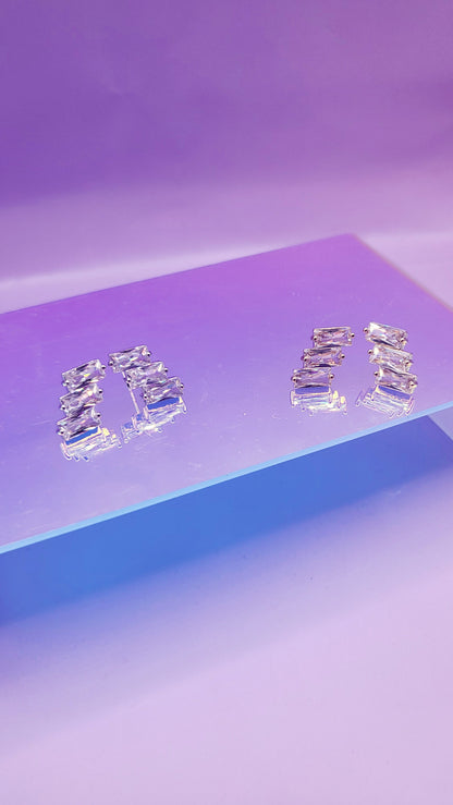 Starlight Stacked Crystal Stud Earrings
