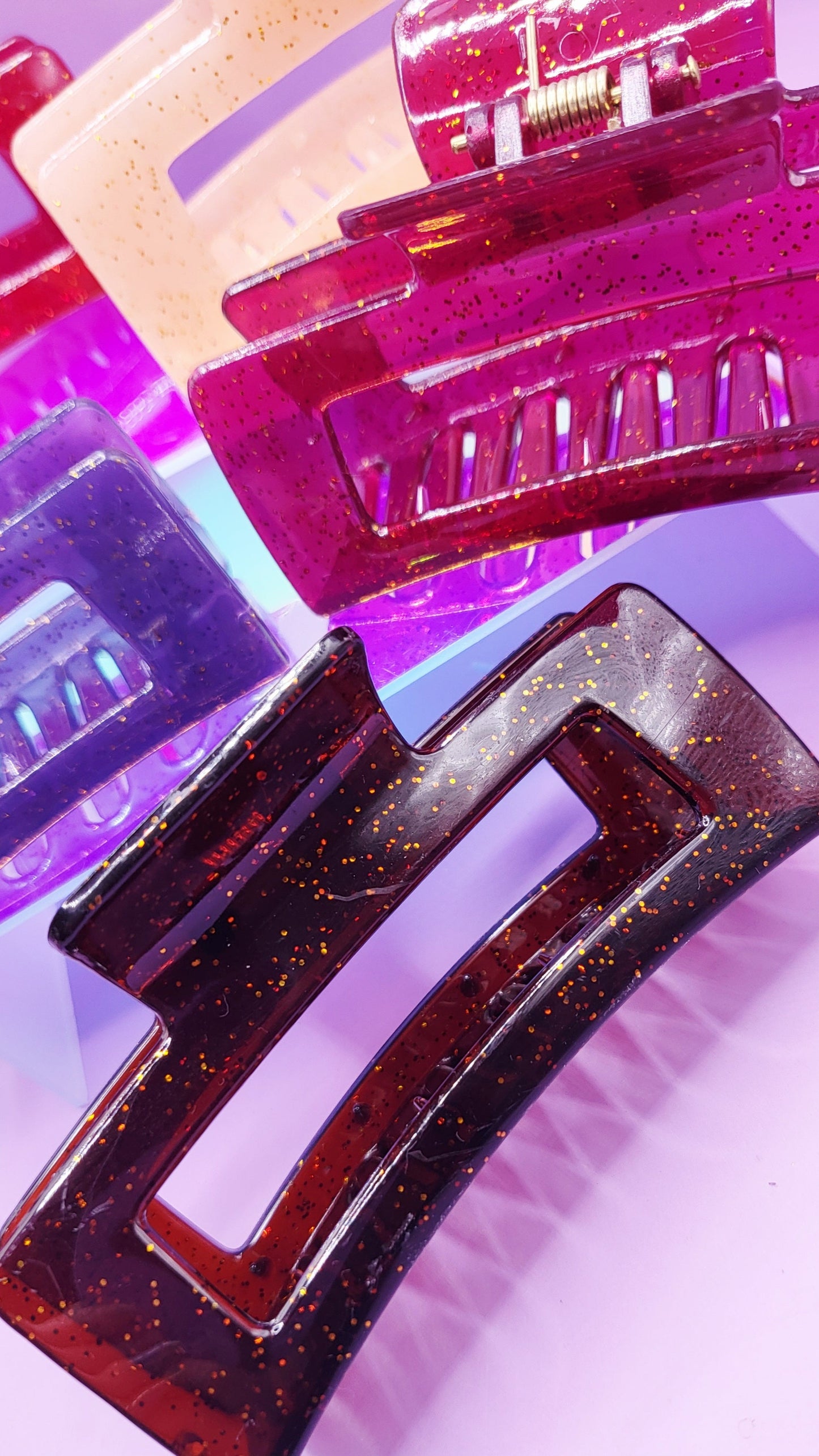 Sparkly Acrylic Hair Clamps Pack of 12