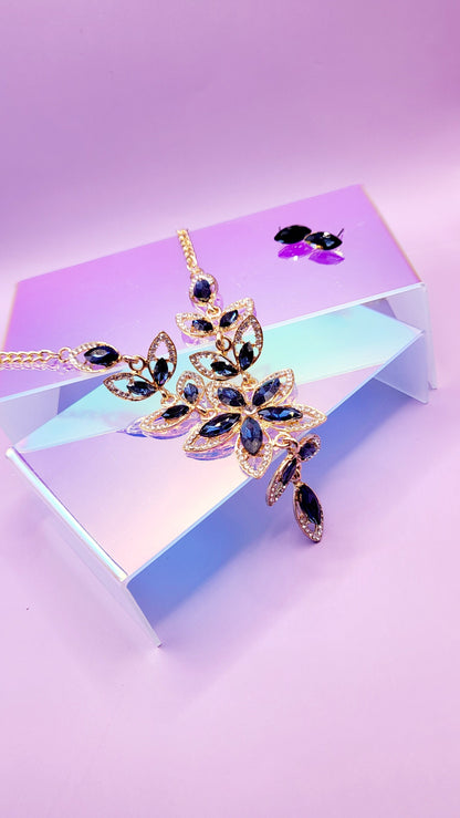 Petal Chain Crystal Duo Necklace & Earrings