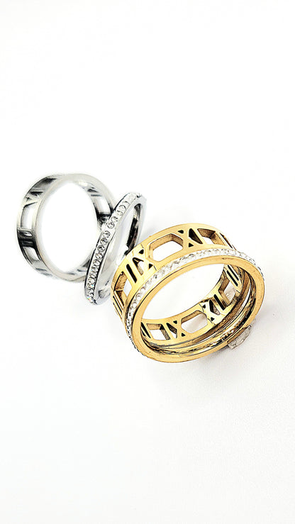 14k Gold Plate Numeral Stacking Rings Box set of 24