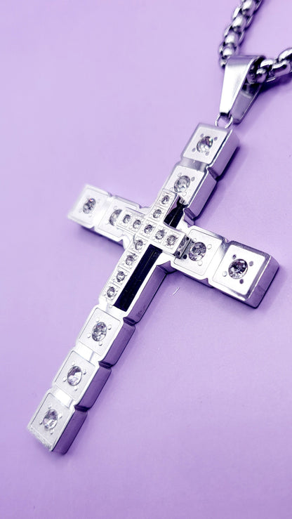 Square Silver Cross Necklace
