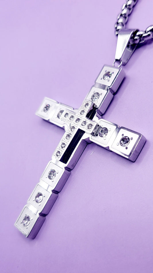 Square Silver Cross Necklace