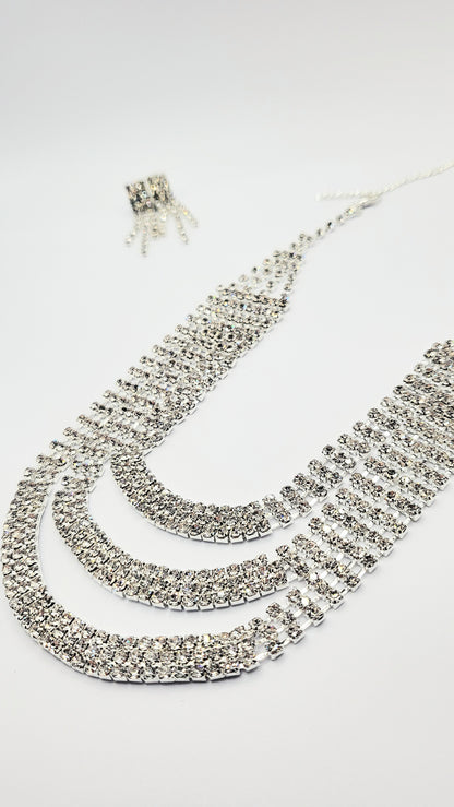Tiered Crystal Necklace Set