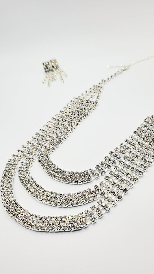 Tiered Crystal Necklace Set