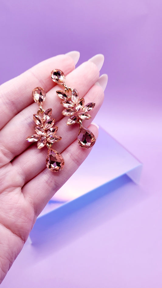 Pink Crystal Drop and Dangle Earrings