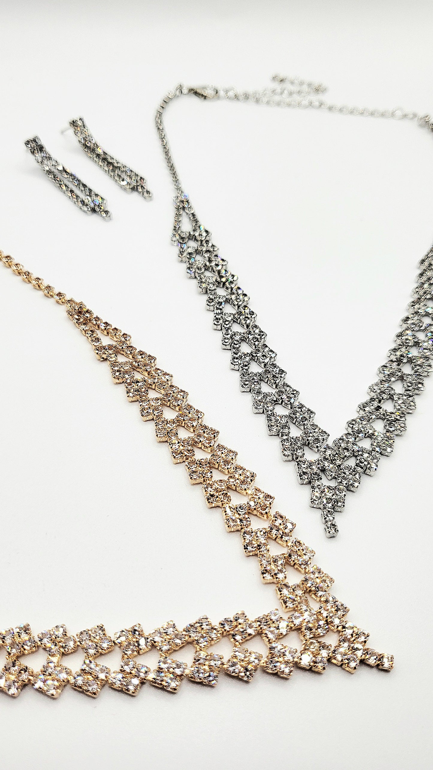 V Shaped Crystal Necklace Set